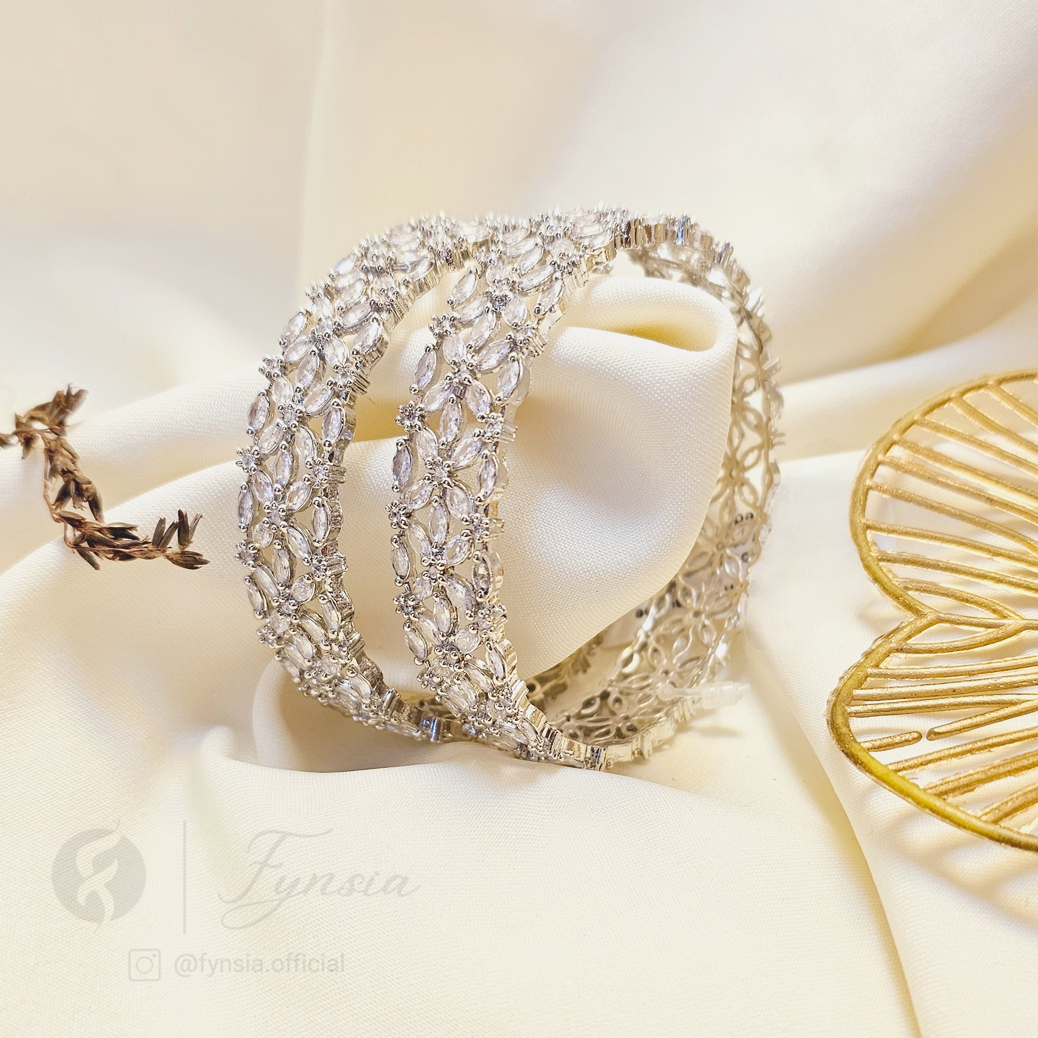 Silver Premium Bridal American Diamond Bangles For Girls And Women