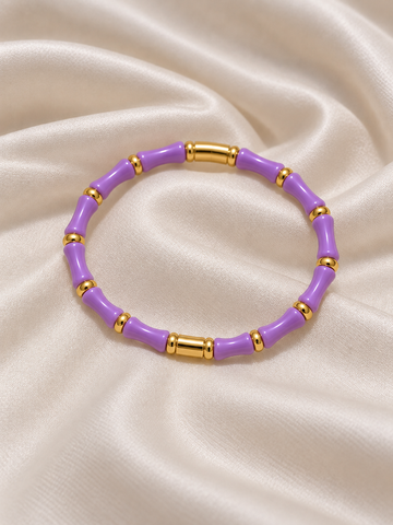 Sehr Golden Purple Anti Tarnish Bamboo Kada – Stainless Steel Bracelet | Fynsia