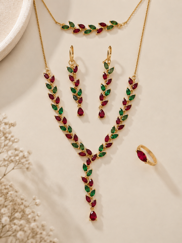 Vedika Stainless Steel Combo | Necklace - Bracelet - Studs -  Ring | Anti Tarnish Jewelry | Fynsia