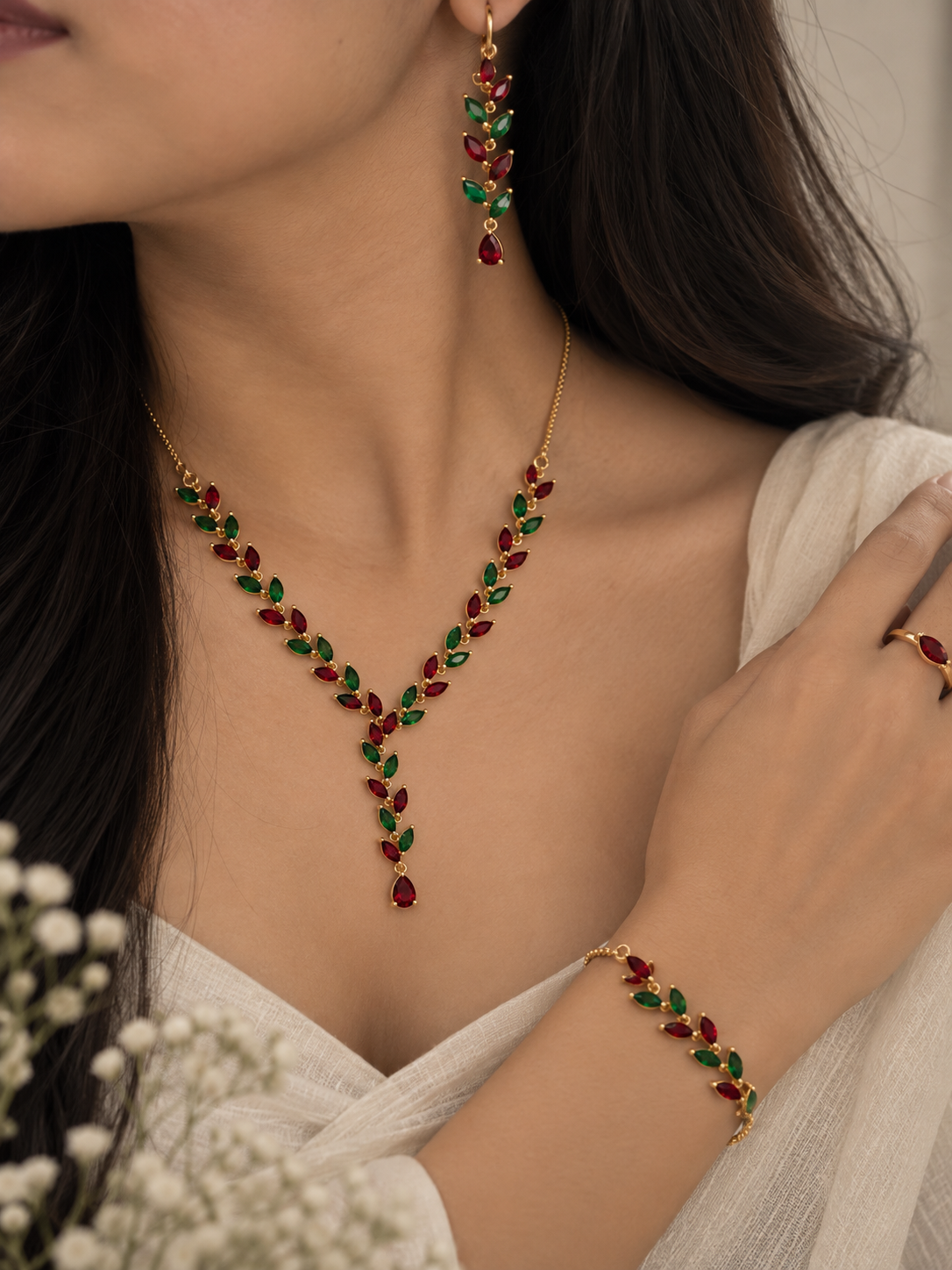 Vedika Stainless Steel Combo | Necklace - Bracelet - Studs -  Ring | Anti Tarnish Jewelry | Fynsia
