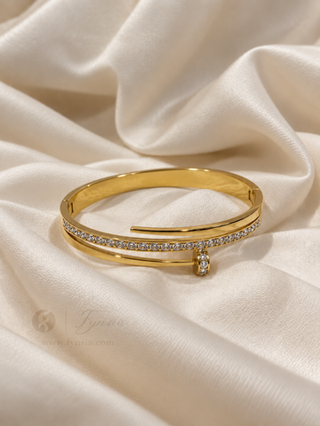 Hazel Golden Anti Tarnish Kada – Stainless Steel Bracelet | Fynsia