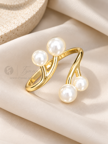 Samreen Golden White Pearl Anti Tarnish Kada | Fynsia