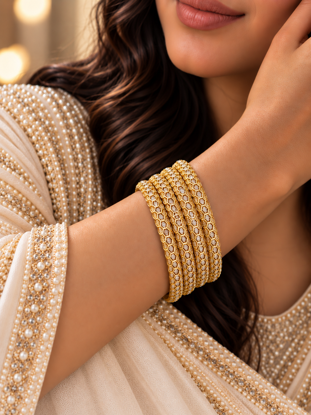 Moiza Golden 4pc Bangles | Occasional Wear bangles | Fynsia