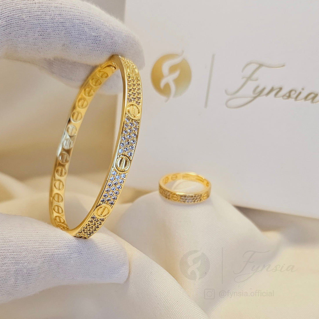 Aanya Golden Kada Ring – Anti Tarnish Bracelet Ring | Fynsia