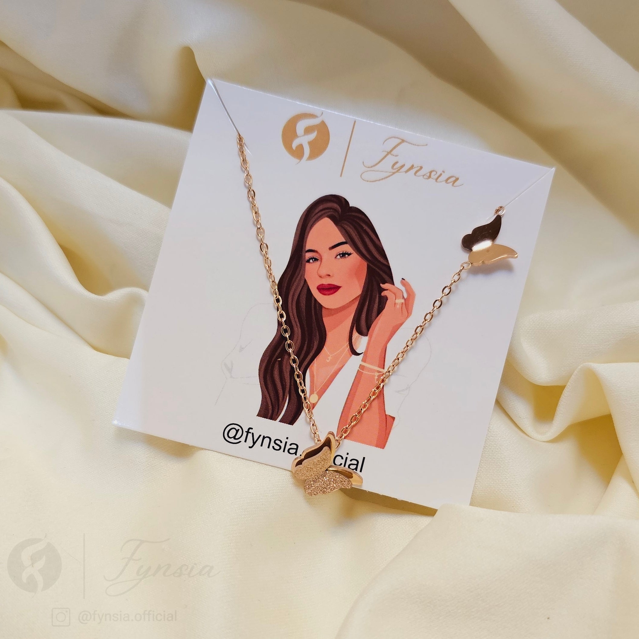 Butterfly Kiss Rosegold Pendant Chain | Fynsia