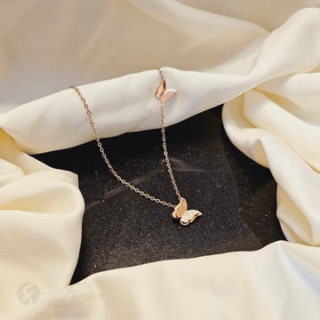 Butterfly Kiss Rosegold Pendant Chain | Fynsia