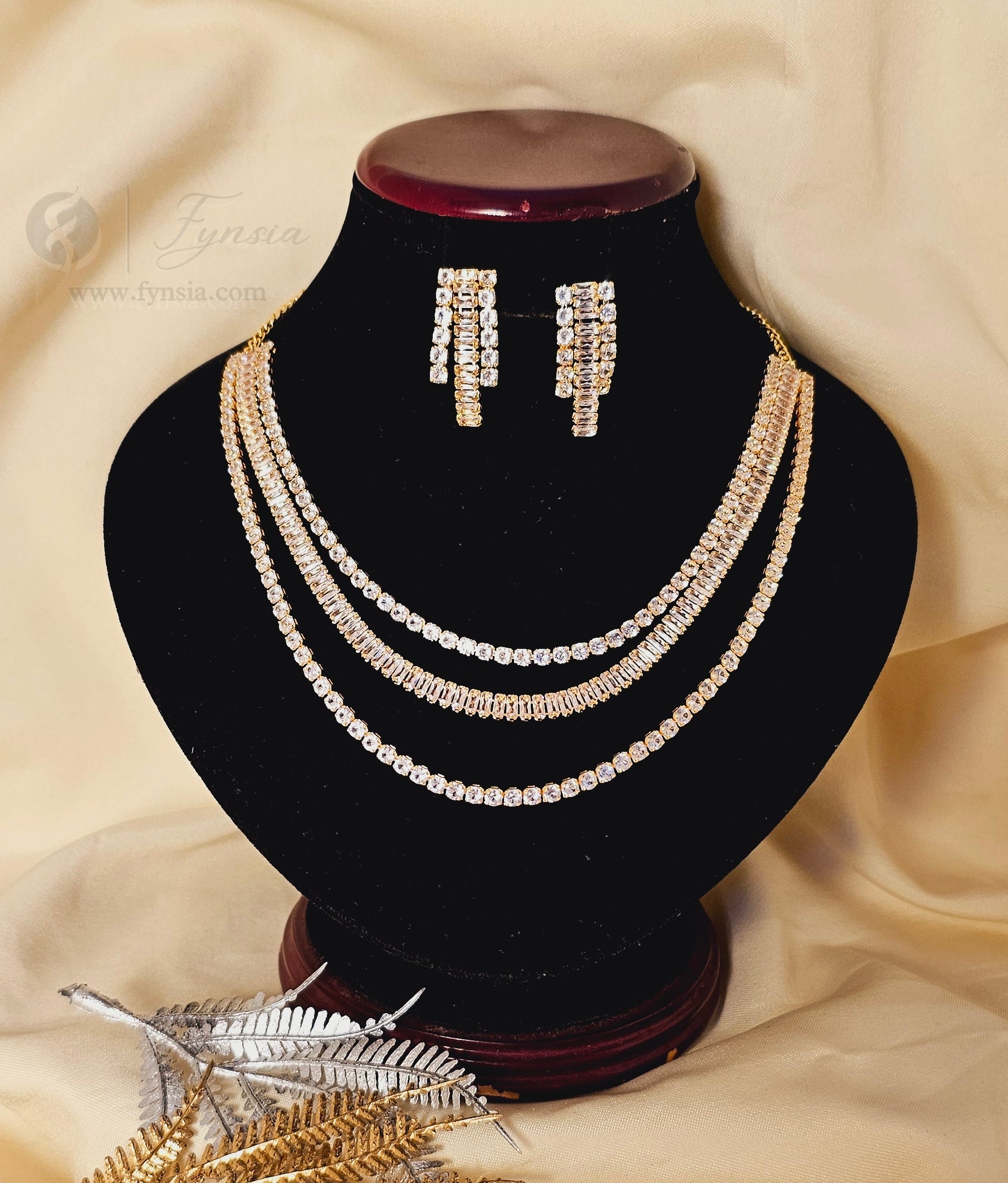 Callisto Gold Zirconia Necklace Set | Fynsia
