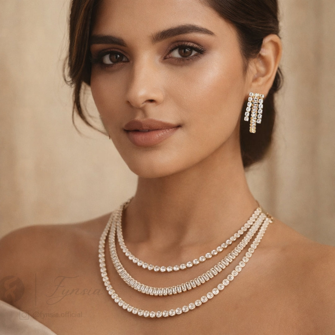 Callisto Gold Zirconia Necklace Set | Fynsia