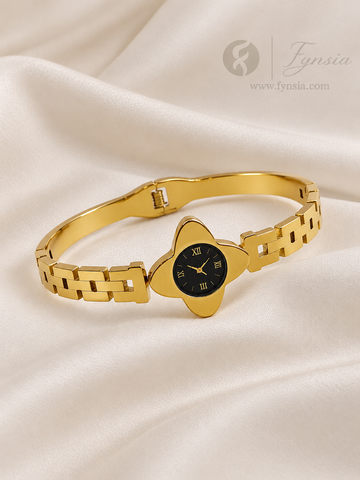 Dalia Golden Dummy Watch Stainless Steel Kada | Anti Tarnish Bracelet  | Fynsia