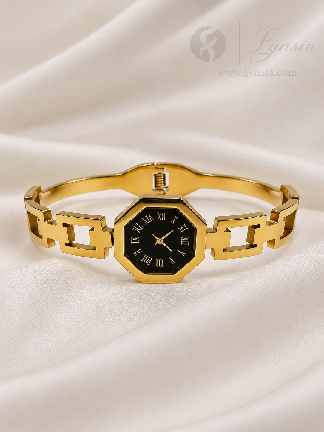 Grazia Golden Dummy Watch Stainless Steel Kada | Anti Tarnish Bracelet  | Fynsia
