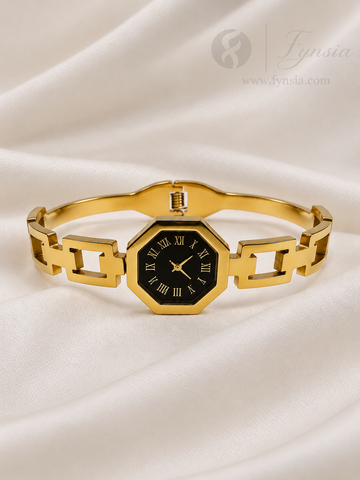 Grazia Golden Dummy Watch Stainless Steel Kada | Anti Tarnish Bracelet  | Fynsia