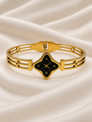 Nola Golden Dummy Watch Stainless Steel Kada | Anti Tarnish Bracelet  | Fynsia