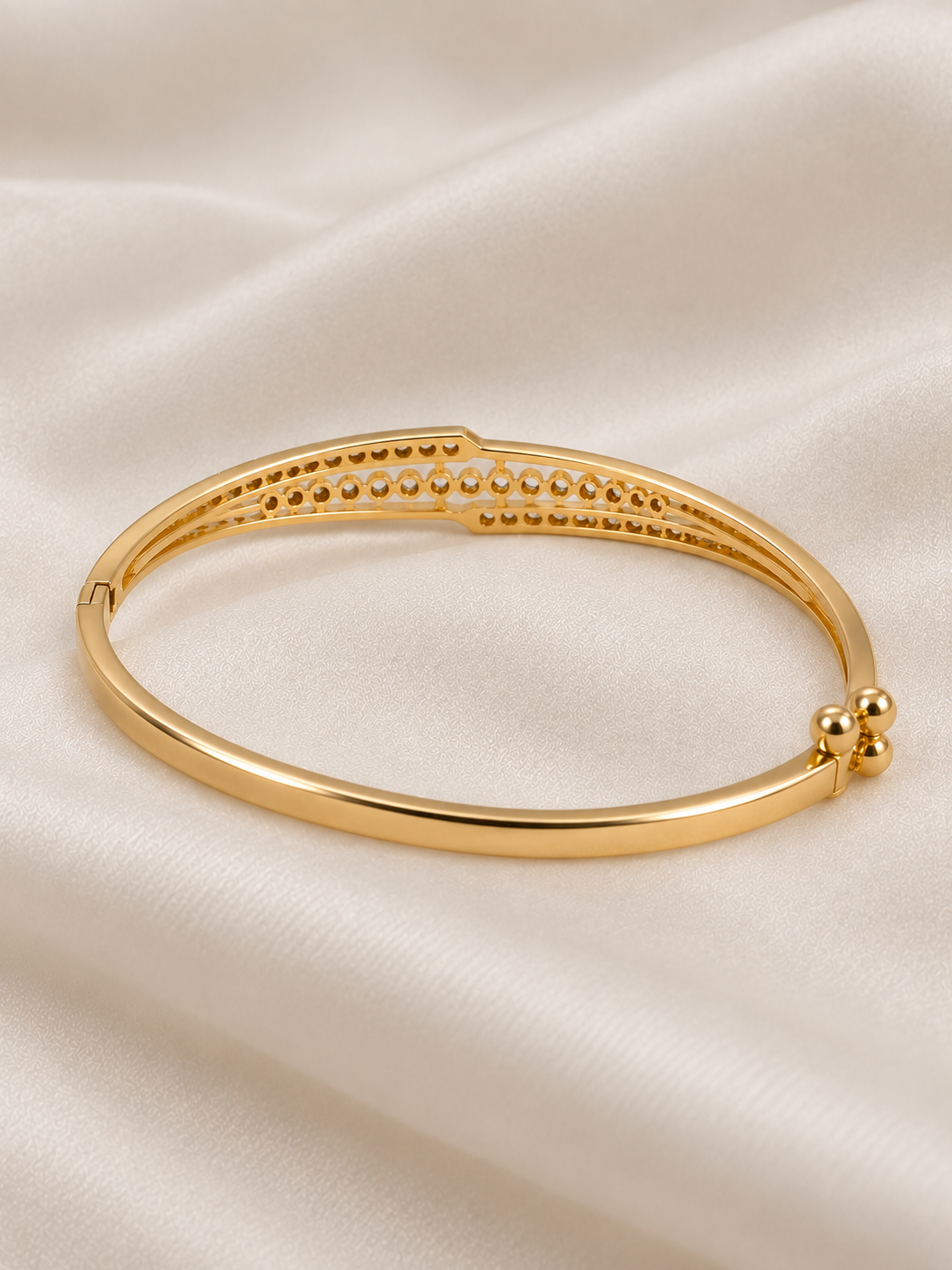 Sara Crystal Diamond Kada - Golden Bracelet | Fynsia