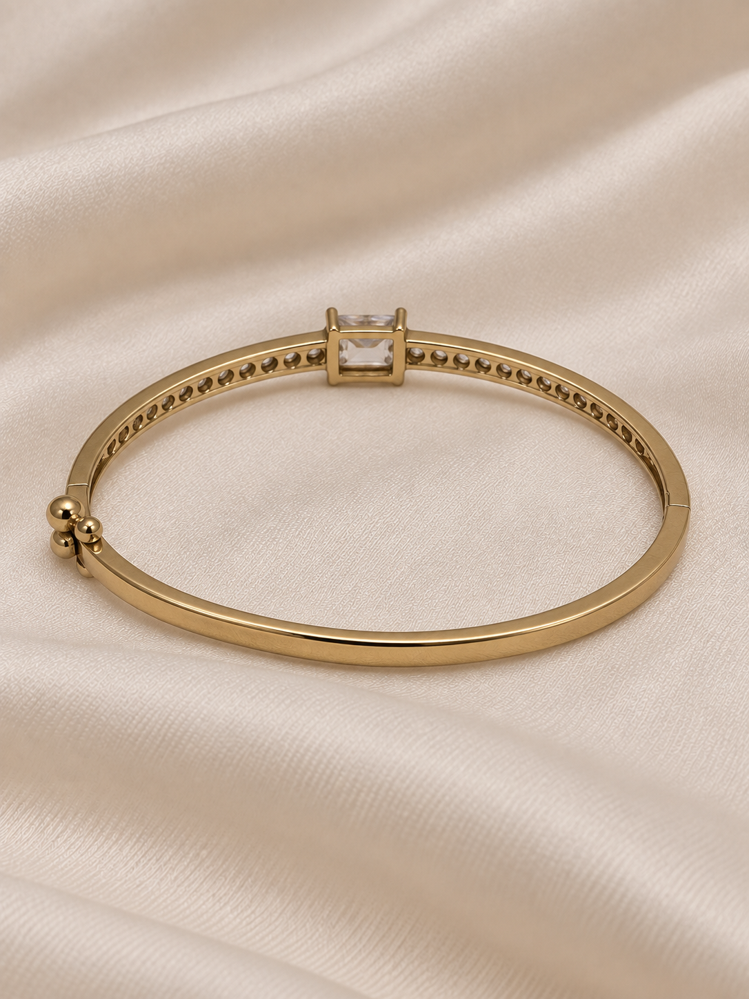 Minal Crystal Diamond Kada - Antique Gold Bracelet | Fynsia