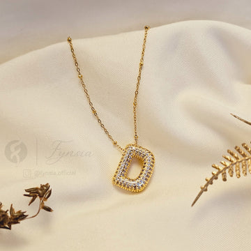 Golden D Diamond Alphabet Pendant Chain | Fynsia