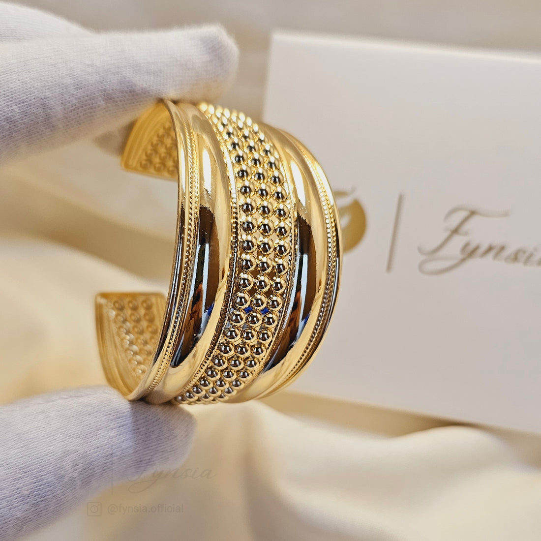 Diya Golden Kada Ring – Anti-Tarnish Adjustable Bracelet Ring | Fynsia