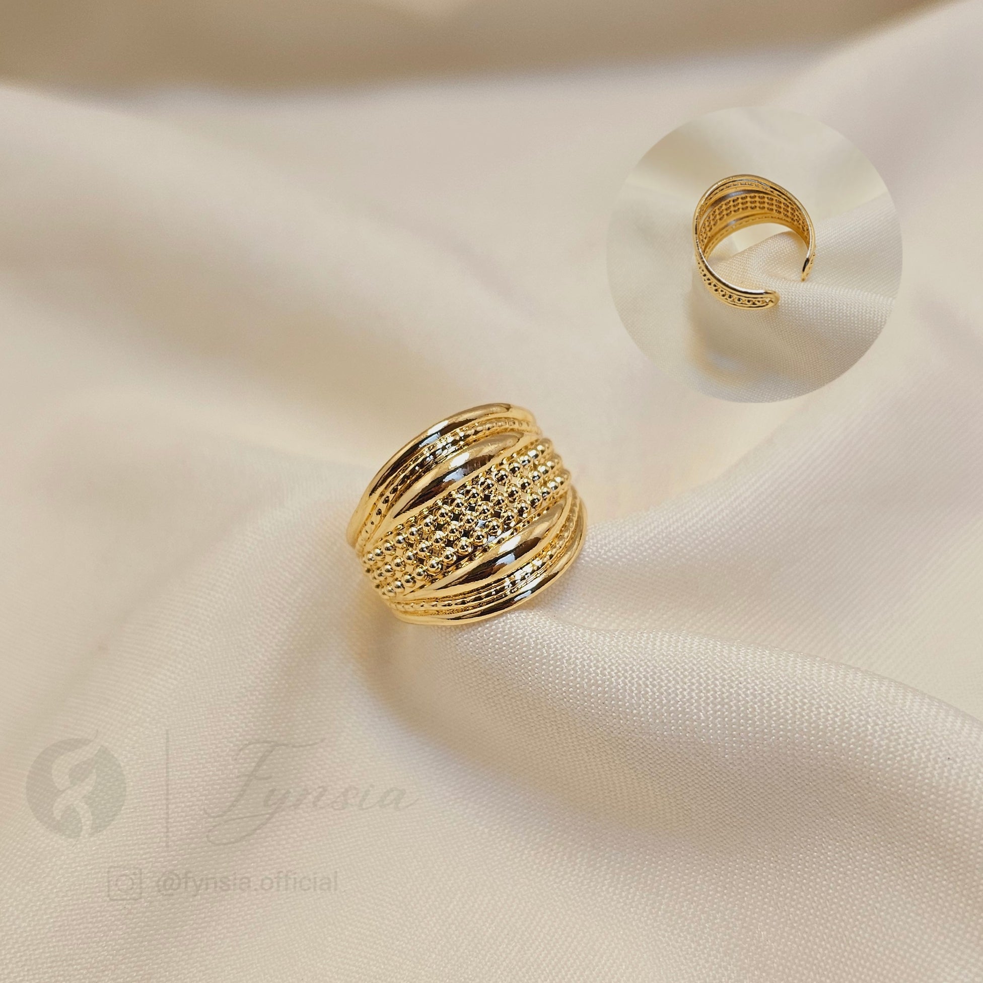 Diya Golden Kada Ring – Anti-Tarnish Adjustable Bracelet Ring | Fynsia