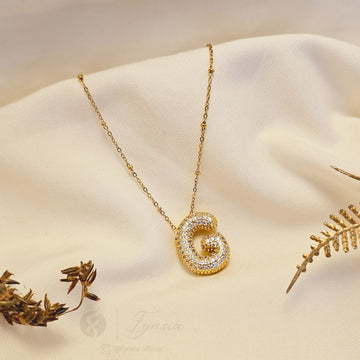 Golden G Diamond Alphabet Pendant Chain | Fynsia