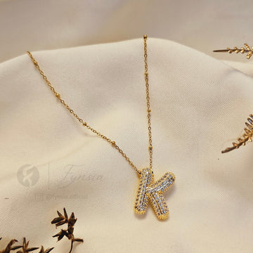 Golden K Diamond Alphabet Pendant Chain | Fynsia
