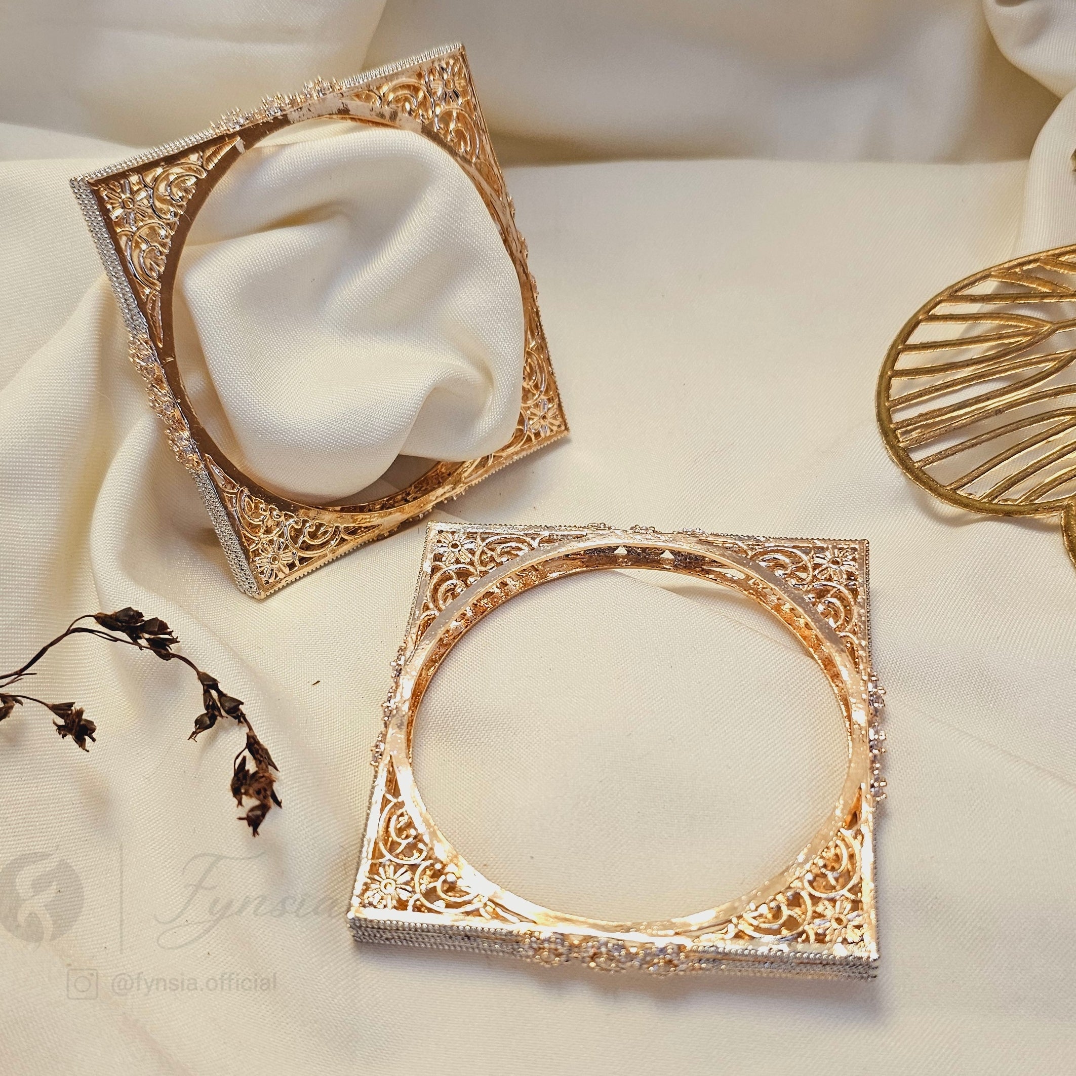 Kareena Rosegold Tone American Diamond Bangles | Fynsia