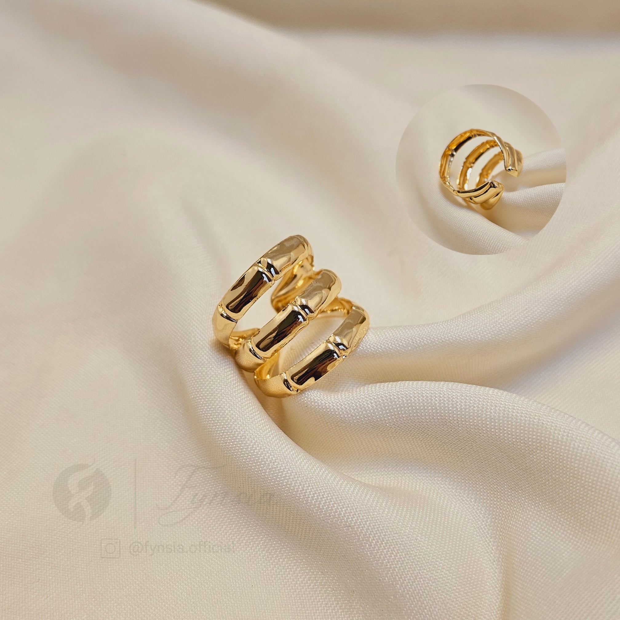 Kiara Golden Kada Ring – Anti-Tarnish Adjustable Bracelet Ring | Fynsia