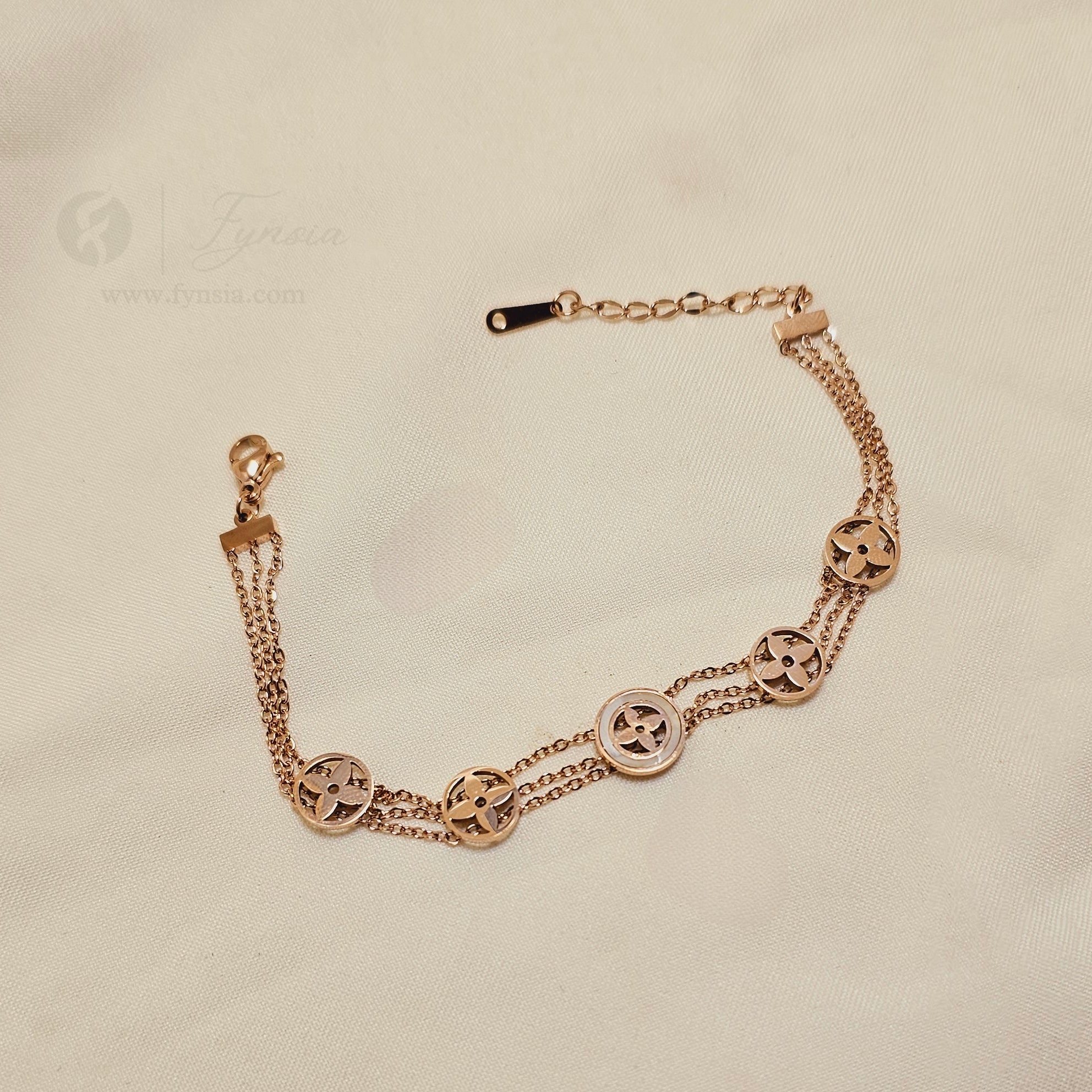 Elise 18k Rosegold Tone Stainless Steel Adjustable Bracelet - Anti Tarnish | Fynsia