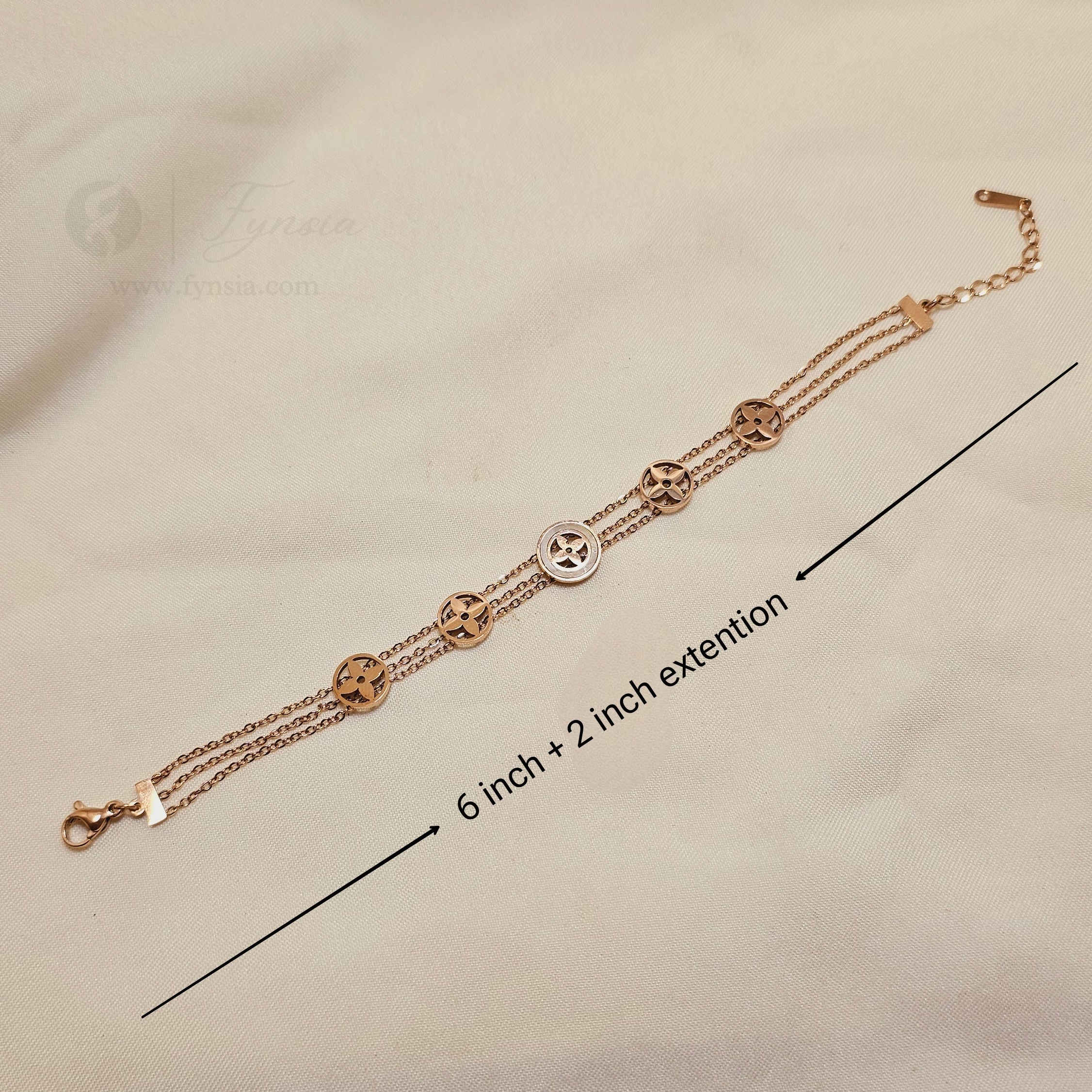 Elise 18k Rosegold Tone Stainless Steel Adjustable Bracelet - Anti Tarnish | Fynsia