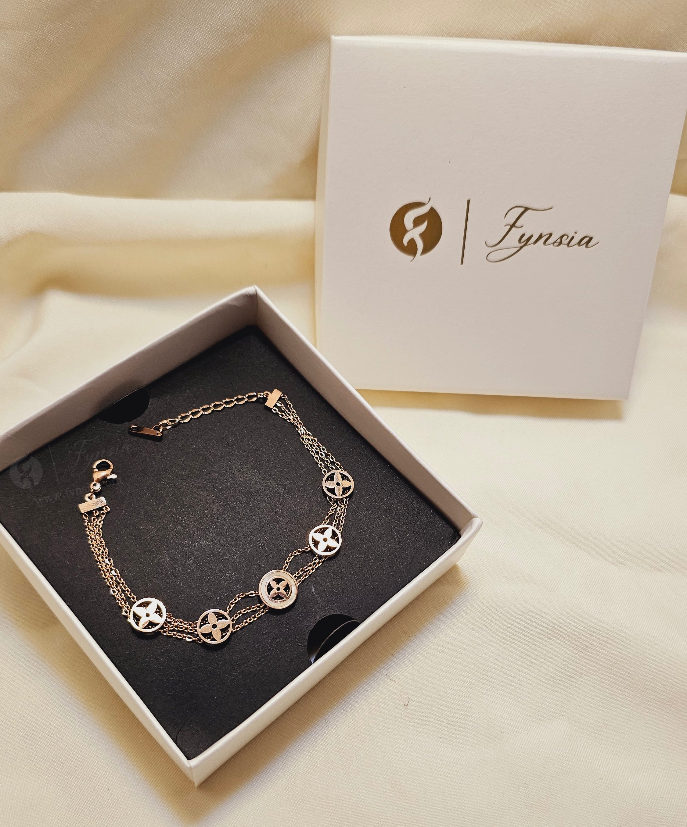 Elise 18k Rosegold Tone Stainless Steel Adjustable Bracelet - Anti Tarnish | Fynsia