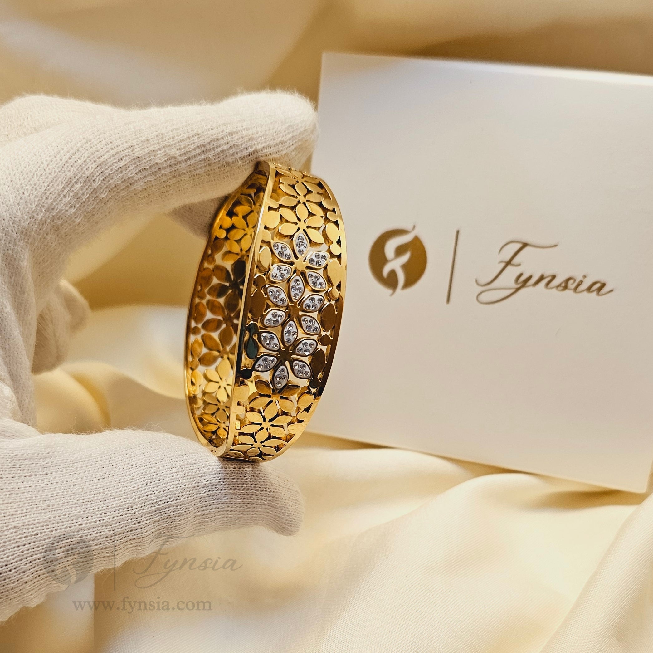 Meera Golden Anti Tarnish Kada – Stainless Steel Bracelet | Fynsia