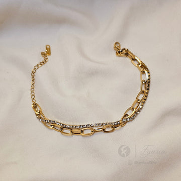 Malvika 18k Gold Tone Stainless Steel Adjustable Bracelet - Anti Tarnish | Fynsia