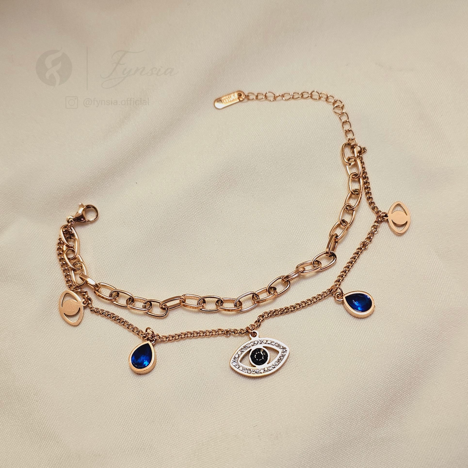 Durefishan 18k Rosegold Tone Stainless Steel Adjustable Bracelet - Anti Tarnish | Fynsia