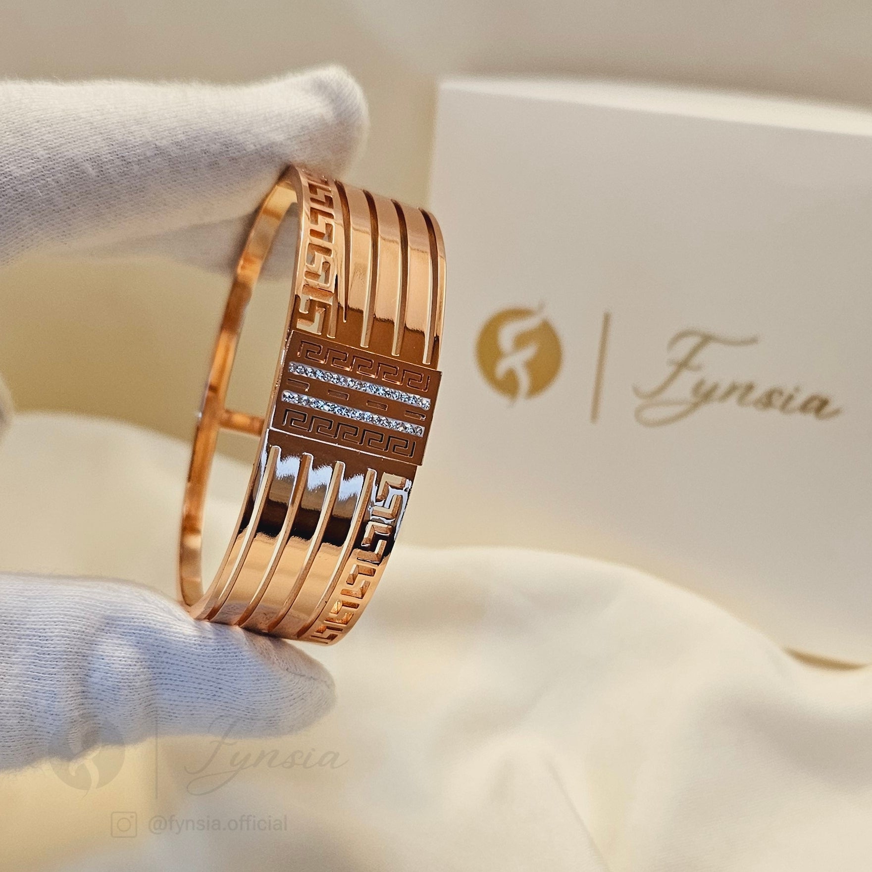 Rhea Rosegold Anti Tarnish Kada – Stainless Steel Bracelet | Fynsia