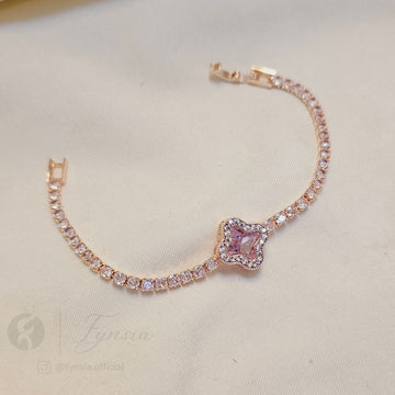 Rosegold Zirconia Clover Bracelet - Anti Tarnish | Fynsia