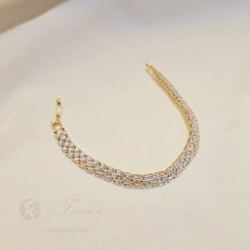Golden Zirconia Baguette Belt Tennis Bracelet - Anti Tarnish | Fynsia