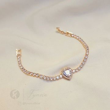 Rosegold Zirconia Heart Bracelet - Anti Tarnish | Fynsia