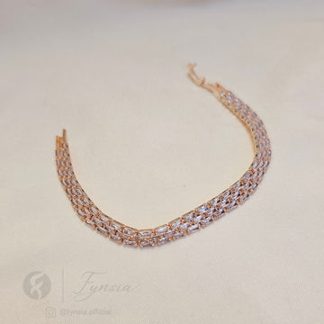 Rosegold Zirconia Baguette Belt Tennis Bracelet - Anti Tarnish | Fynsia