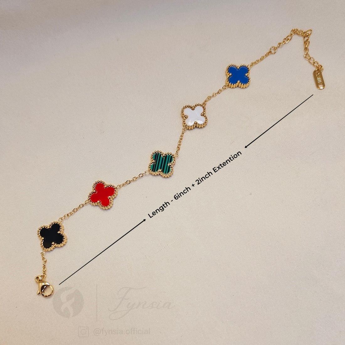 Faye Multi-Clover 18k Gold Tone Stainless Steel Adjustable Bracelet - Anti Tarnish | Fynsia