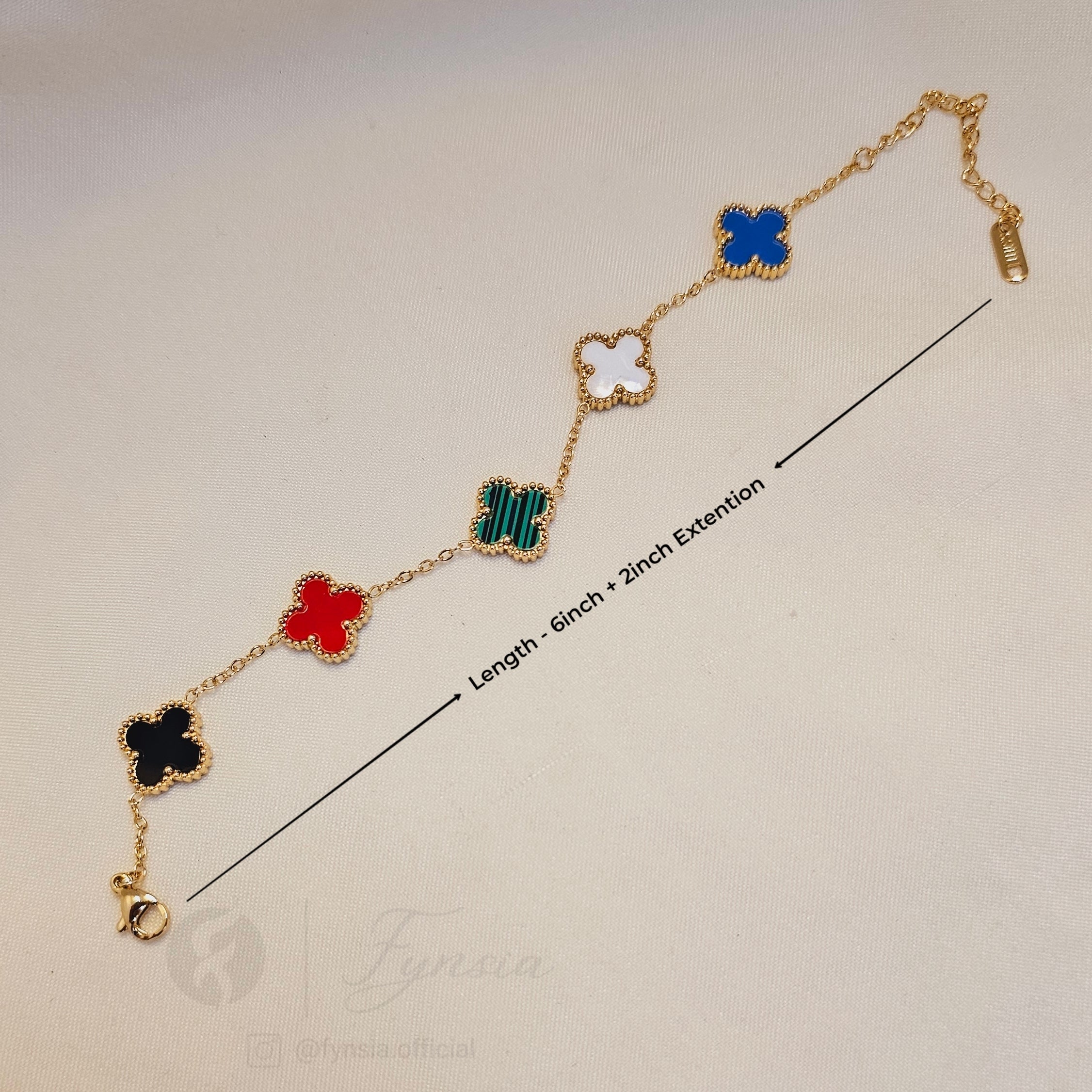 Faye Multi-Clover 18k Gold Tone Stainless Steel Adjustable Bracelet - Anti Tarnish | Fynsia