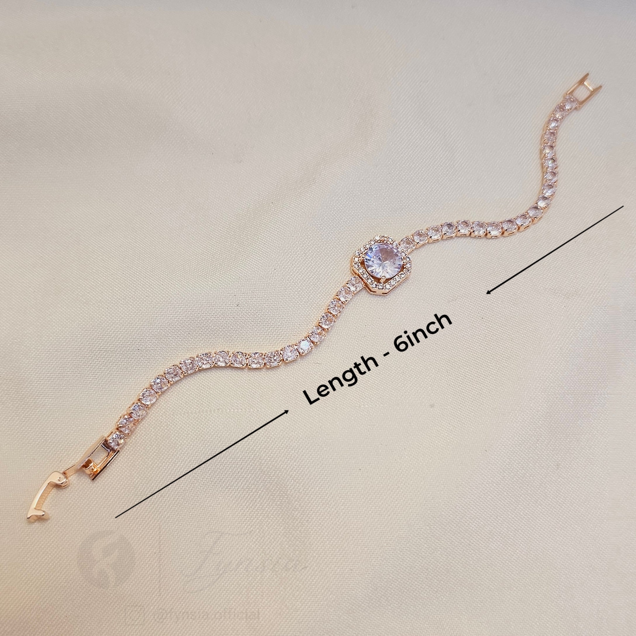 Rosegold Zirconia Quadro Bracelet - Anti Tarnish | Fynsia