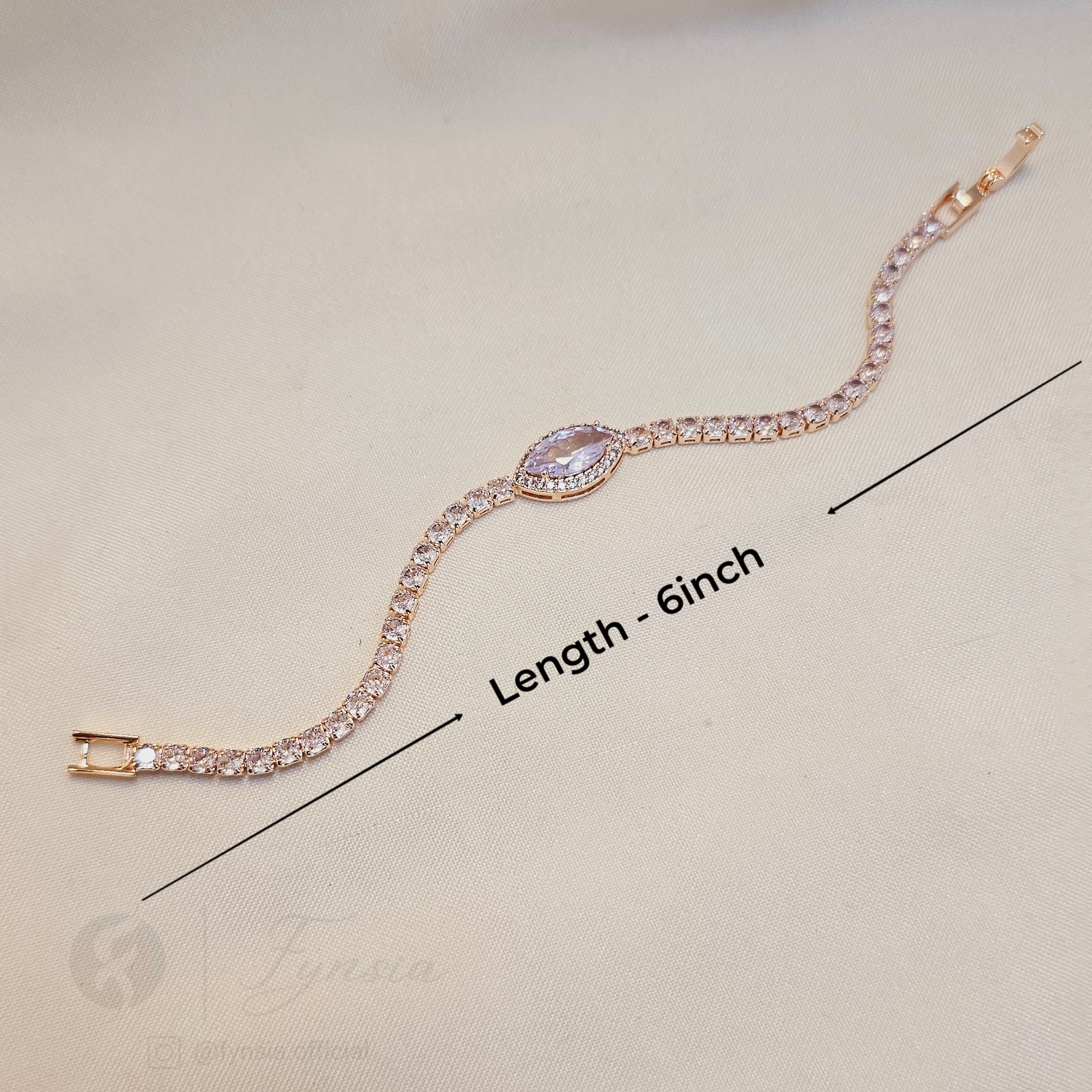 Rosegold Zirconia Marquise Bracelet - Anti Tarnish | Fynsia
