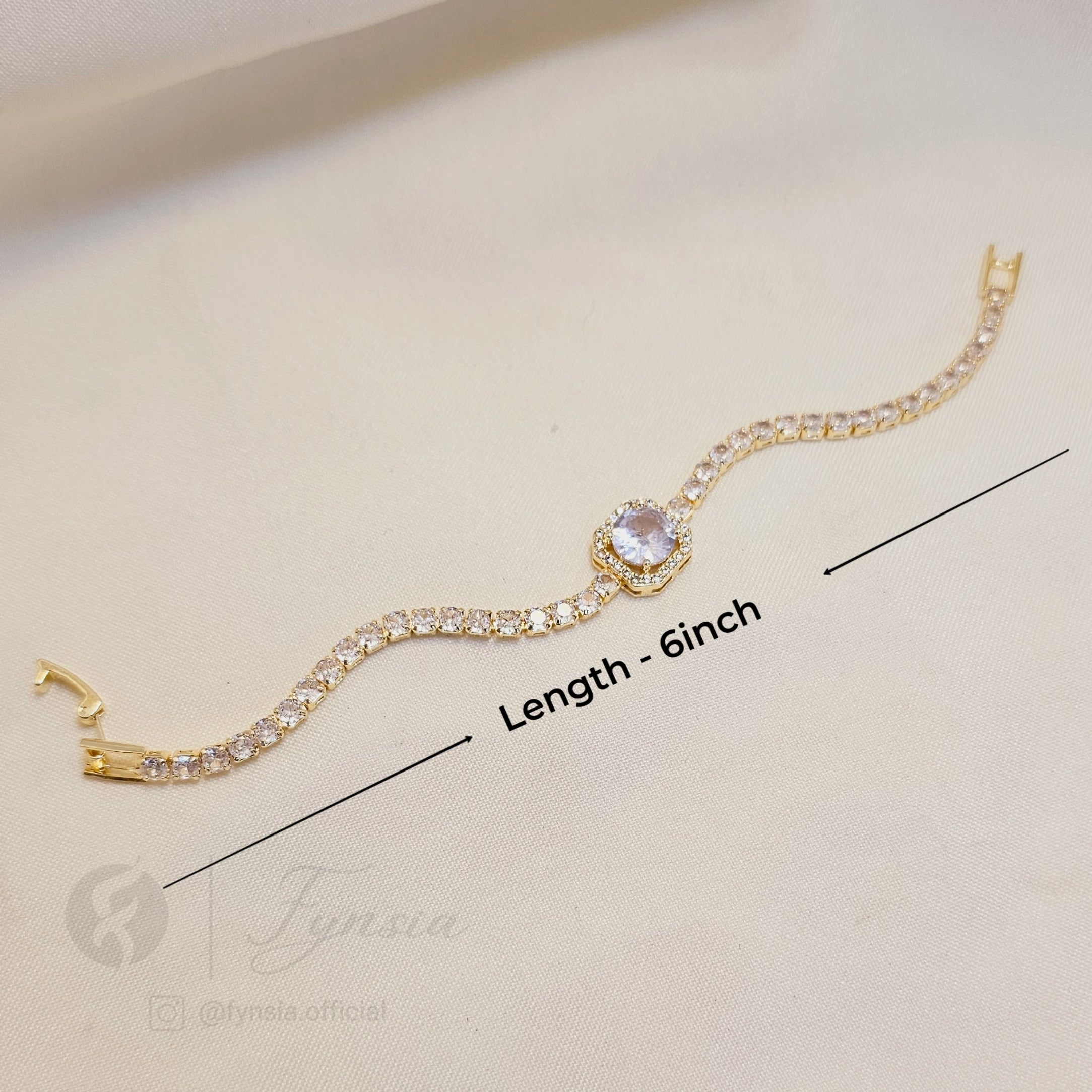 Golden Multi Zirconia Quadro Tennis Bracelet - Anti Tarnish | Fynsia