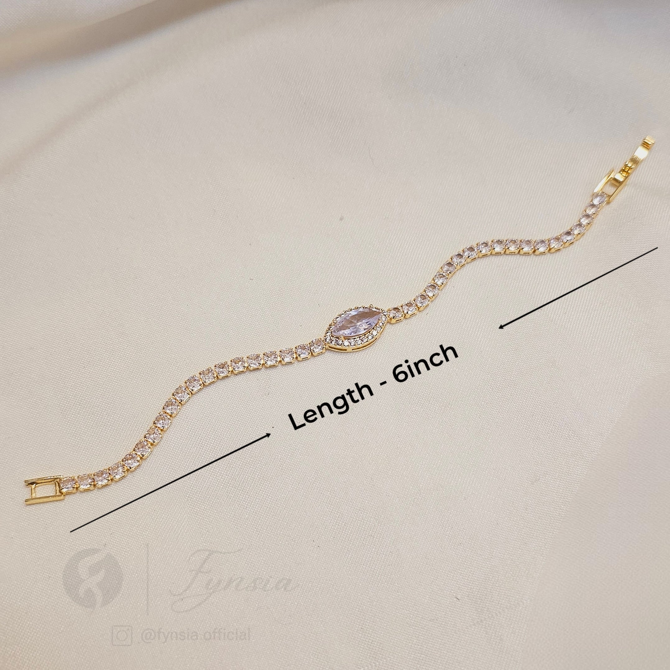 Golden Zirconia Marquise Bracelet - Anti Tarnish | Fynsia