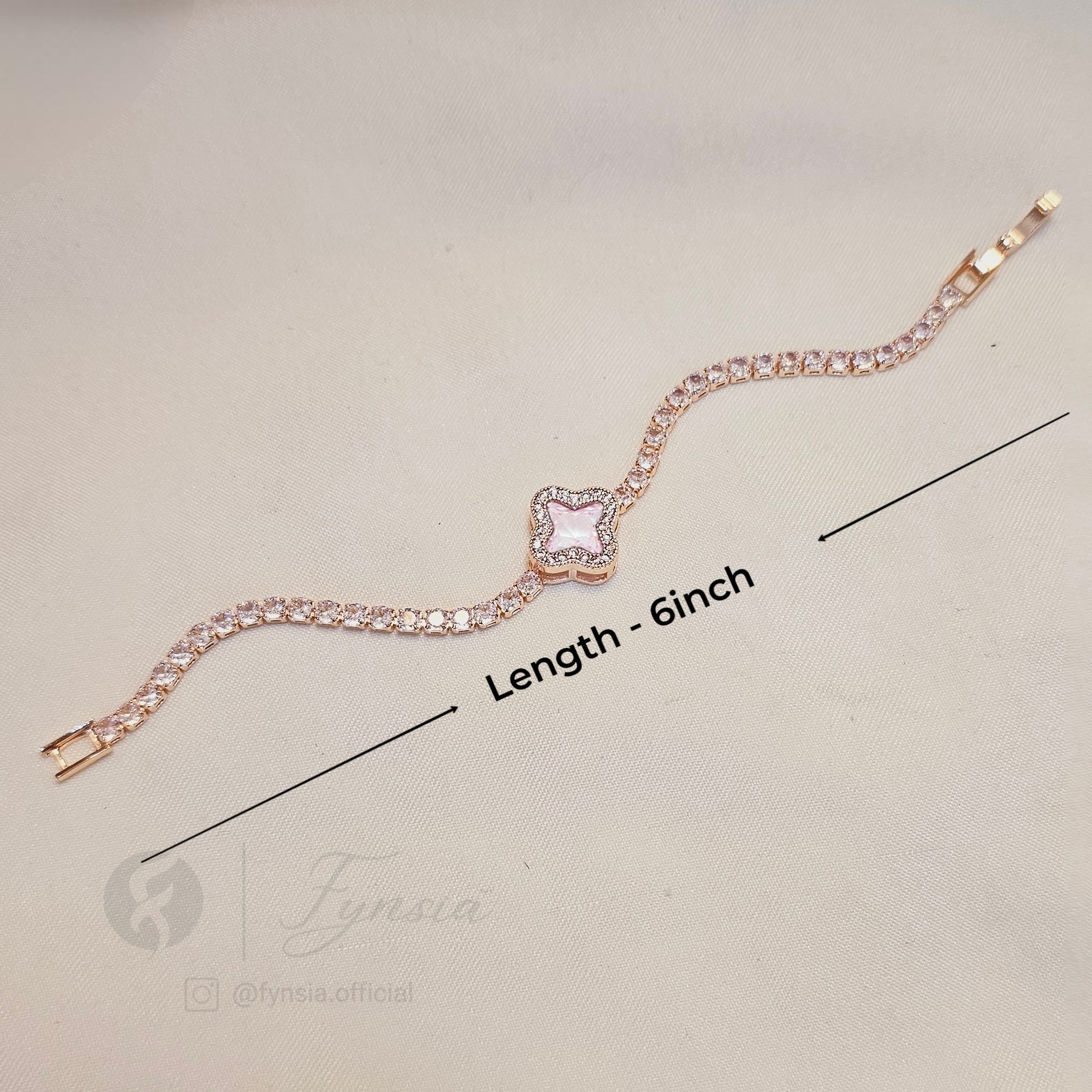 Rosegold Zirconia Clover Bracelet - Anti Tarnish | Fynsia