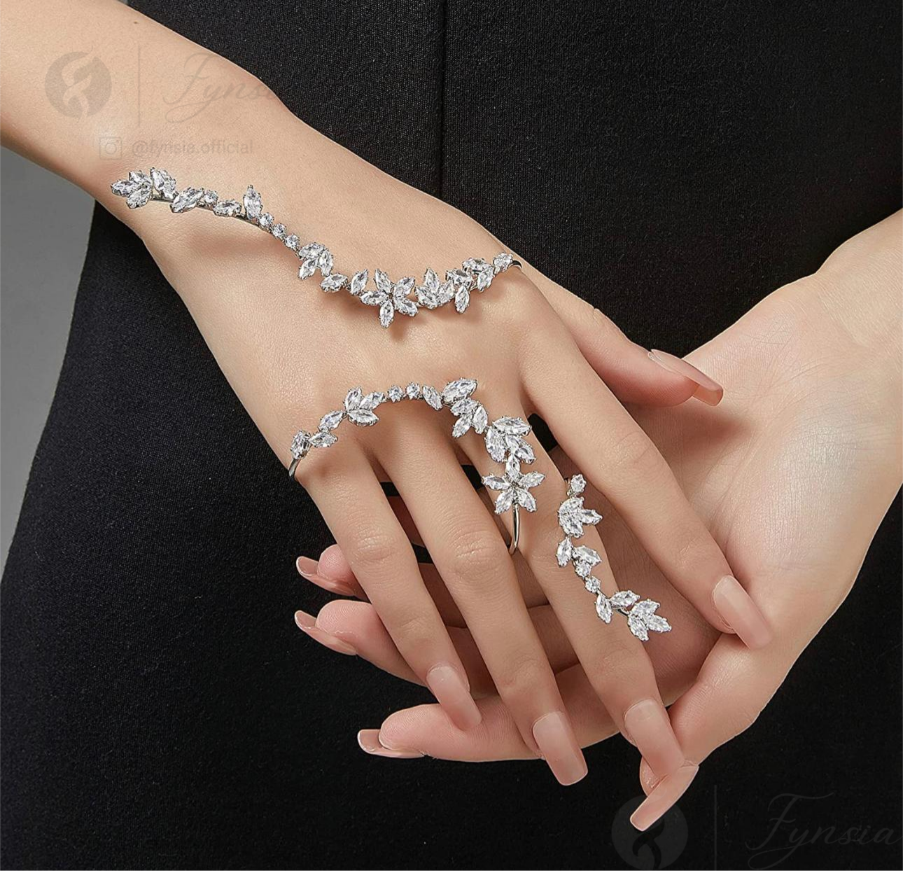 Silver Marquise Handcuff | Fynsia