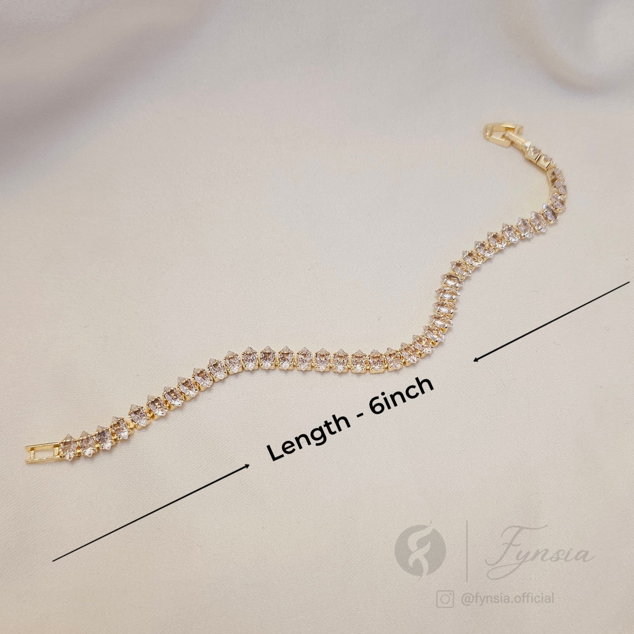 Golden Zirconia Marquise Tennis Bracelet - Anti Tarnish | Fynsia