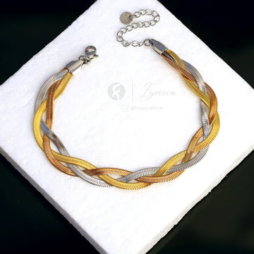 Yukta 18k 3 Tone Stainless Steel Adjustable Bracelet - Anti Tarnish | Fynsia