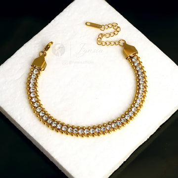 Dewy 18k Gold Tone Stainless Steel Adjustable Bracelet - Anti Tarnish | Fynsia