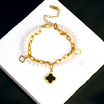 Clover 18k Gold Tone Stainless Steel Adjustable Bracelet - Anti Tarnish | Fynsia