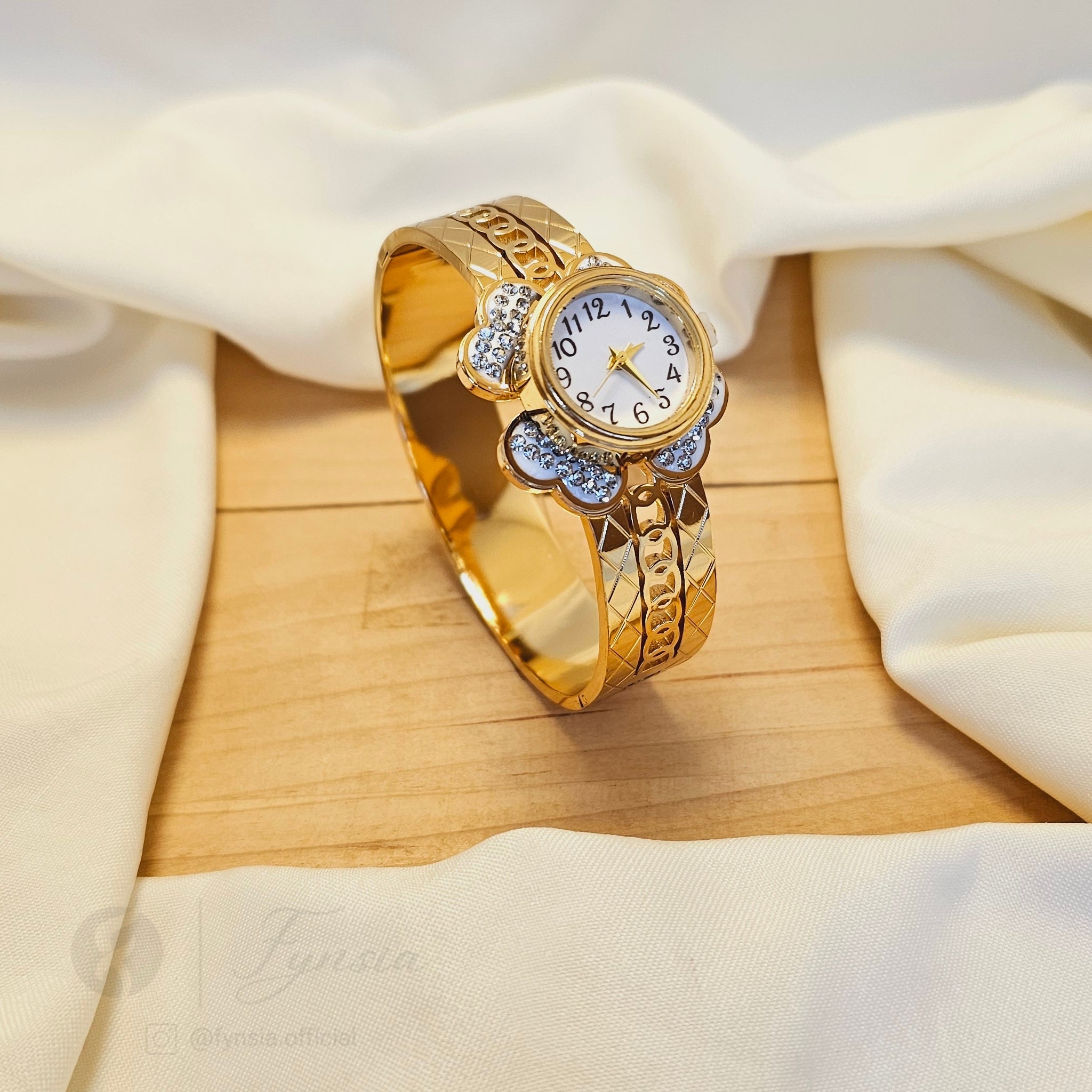 Luxe Edge Golden Watch Kada – Anti Tarnish Stainless Steel Daily Wear | Fynsia