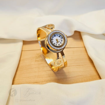Executive Dial Golden Watch Kada – Luxury Stainless Steel Easy Lock Kada | Fynsia
